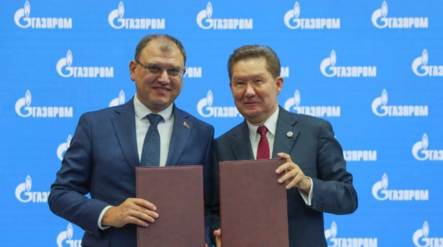 Viktor Karankevich and Alexey Miller. Photo from the Belarus Government Telegram channel Viktor Karankevich and Alexey Miller. Photo from the Belarus Government Telegram channel