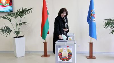 Belarusian Parliament Speaker casts her vote 