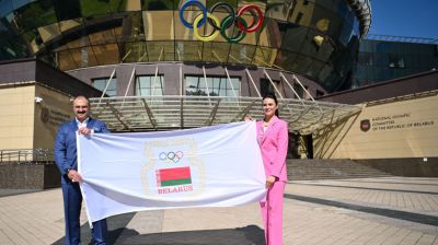 NOC flag taken to ISS raised at NOC headquarters in Minsk