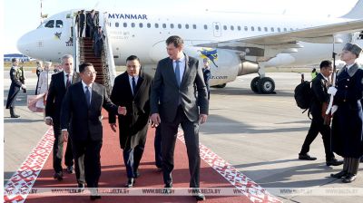 Myanmar’s leader arrives in Belarus on official visit