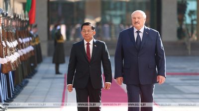 Official welcome ceremony for Min Aung Hlaing of Myanmar in Minsk 