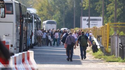Brest checkpoint on border with Poland
