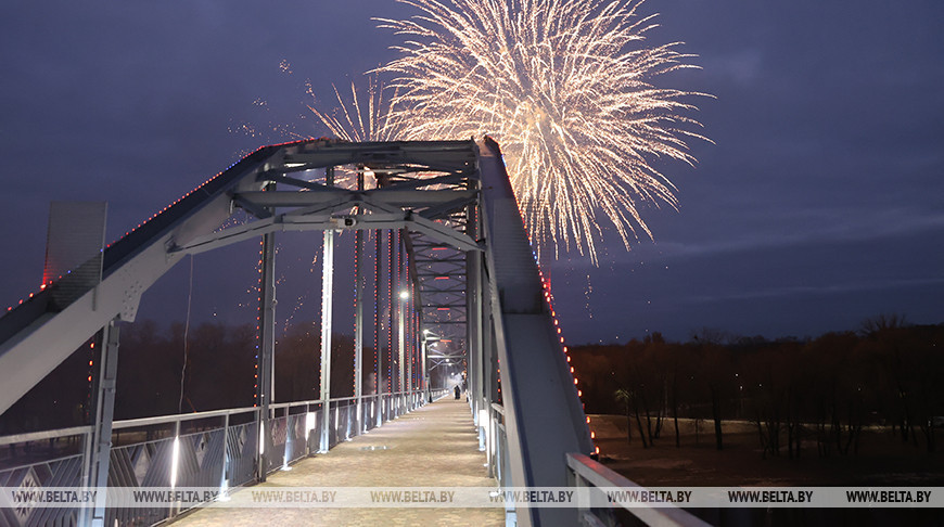  Pedestrian bridge across Sozh River unveiled in Gomel 
 