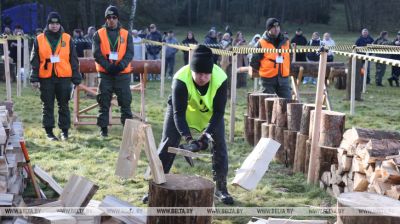 Wood chopping challenge in Minsk District