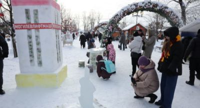 Snow and ice sculpture competition in Mogilev