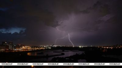 Storm lights up Minsk night sky