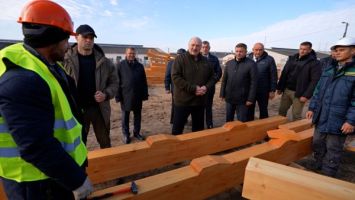 Lukashenko reviews pilot project for wooden dairy complex



